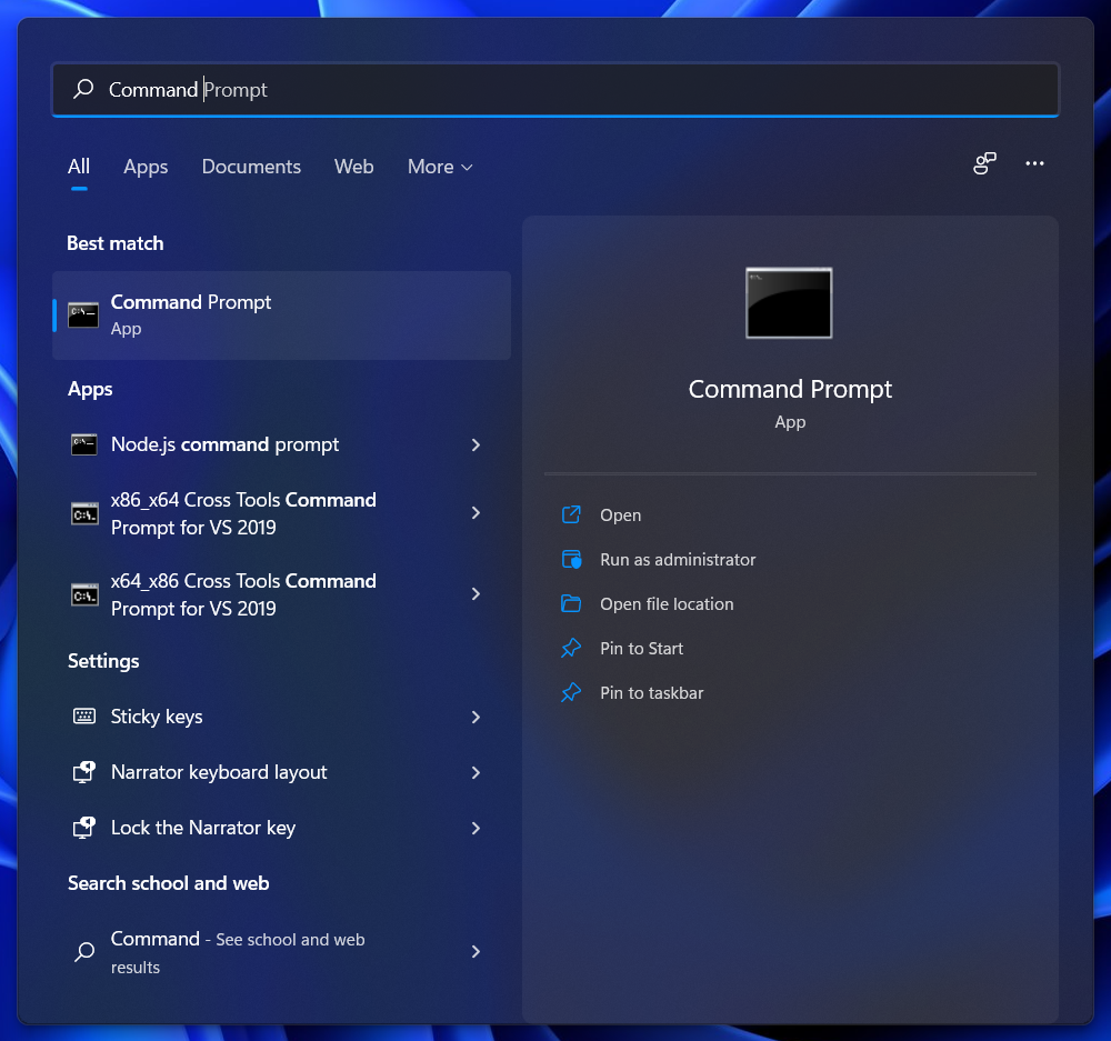 Open Windows 11 Command Prompt
