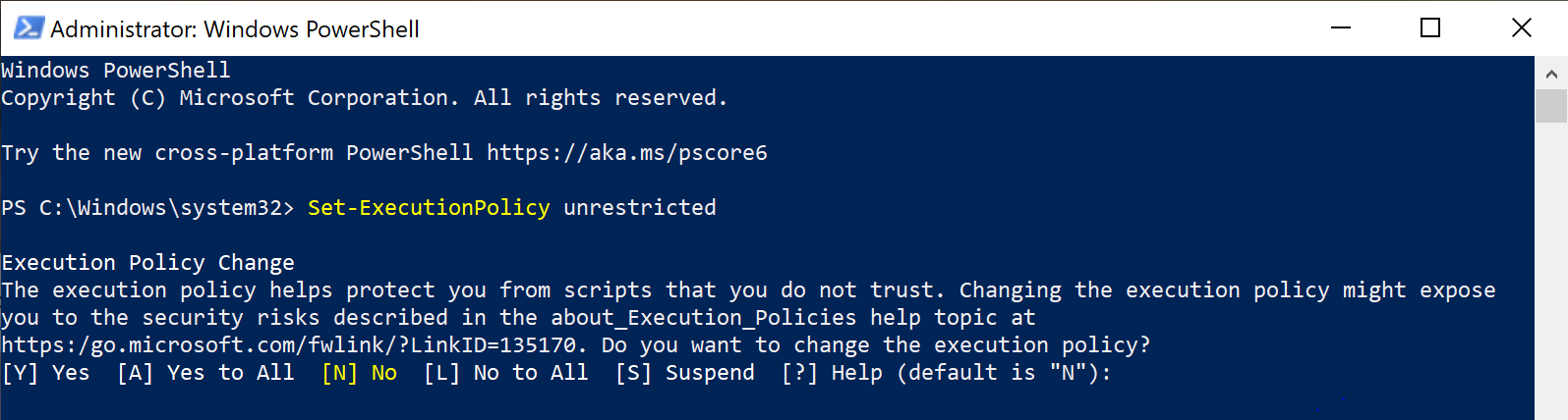 Set PowerShell execution policy