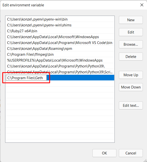 Windows 11 Edit Environment Variable