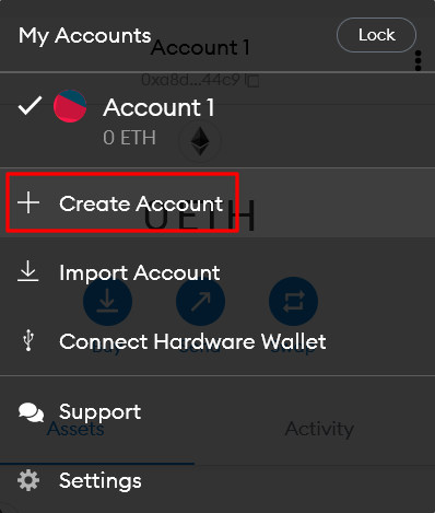 MetaMask Create Account