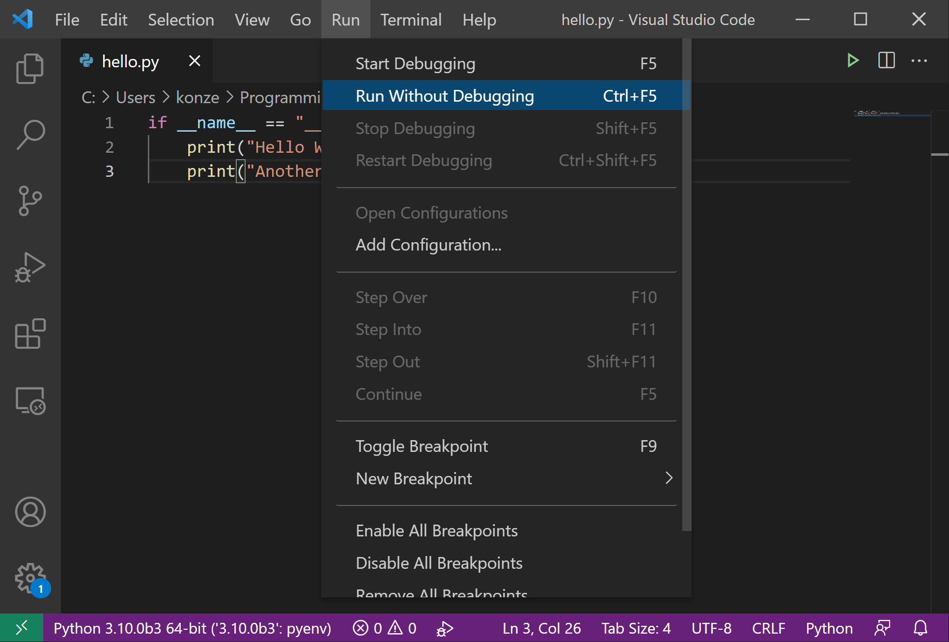 VSCode run