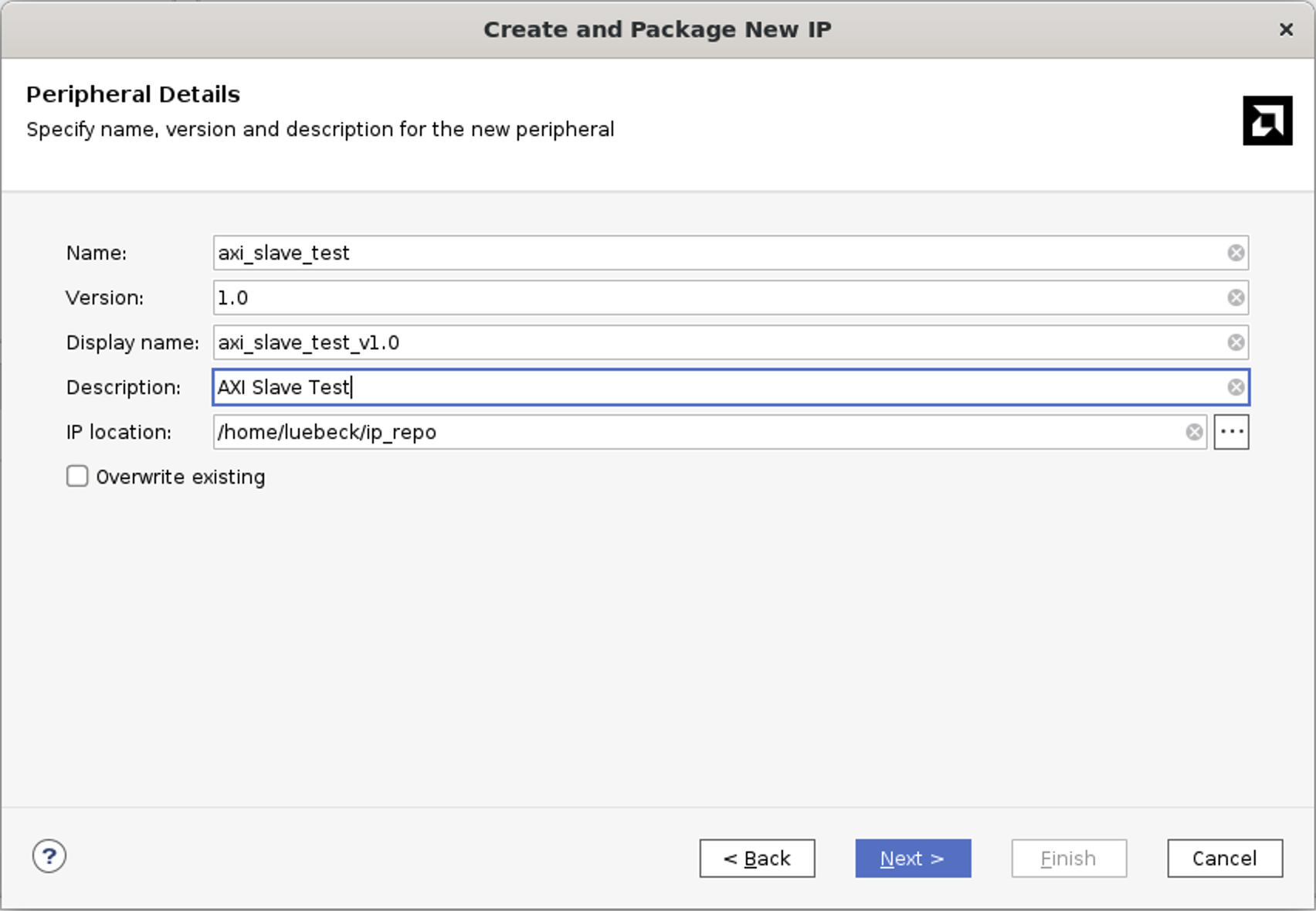 Vivado set AXI Slave Name