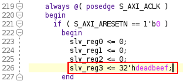 Vivado Change Reset Value of `slv_reg3`