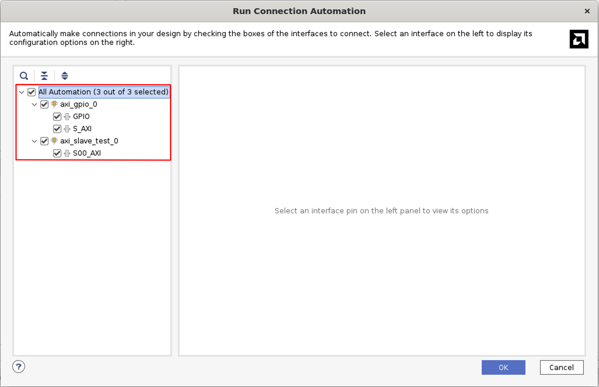 Vivado Block Design All Automation