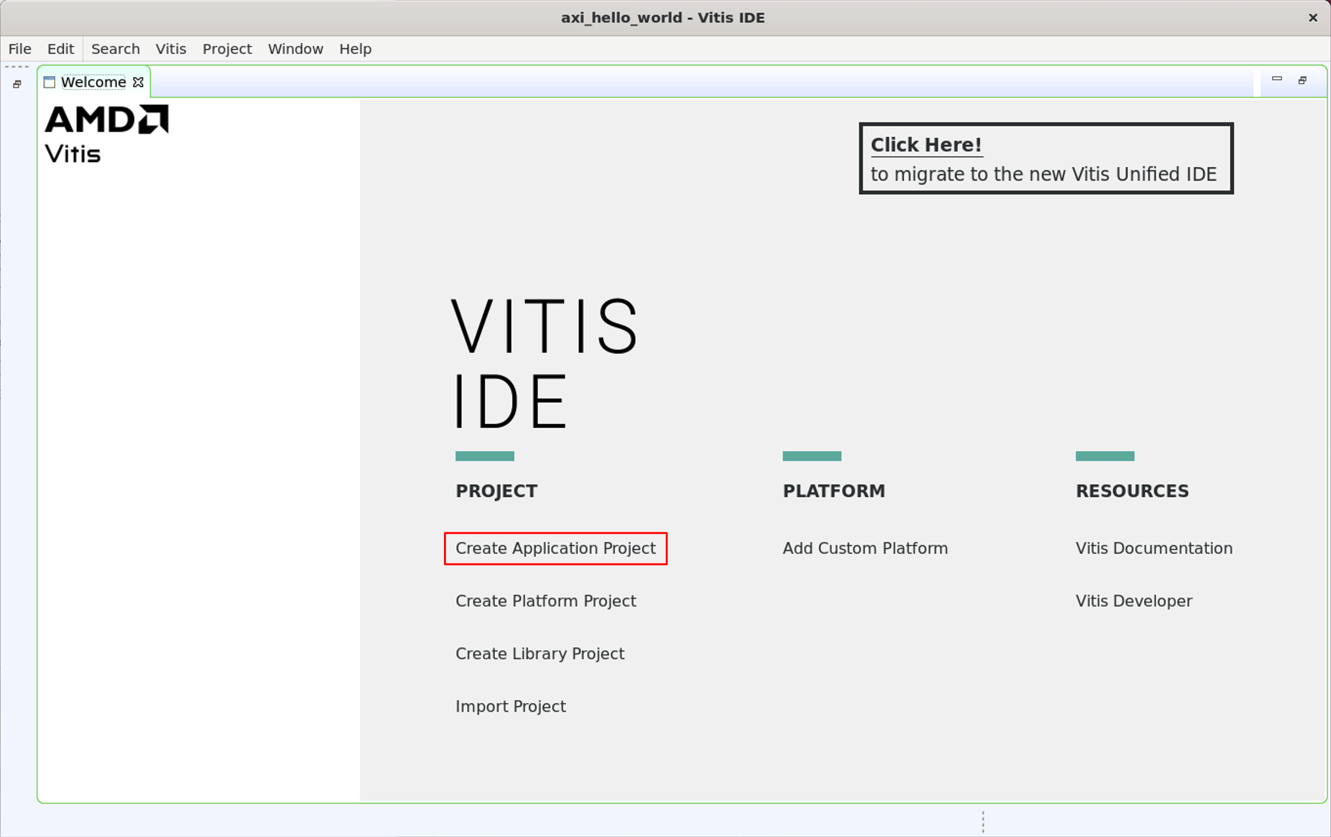 Vitis Create Application Project