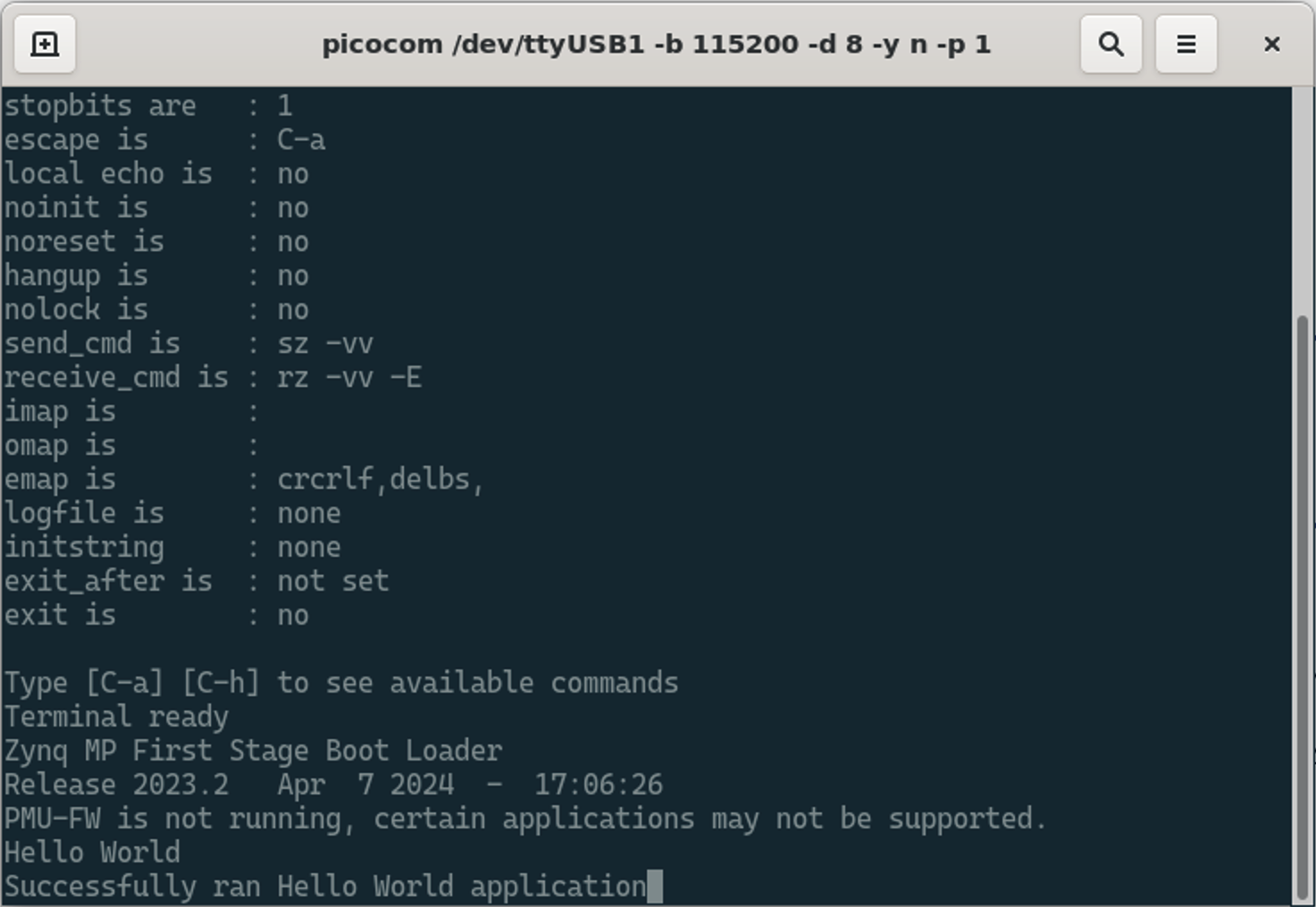 Picocom Hello World